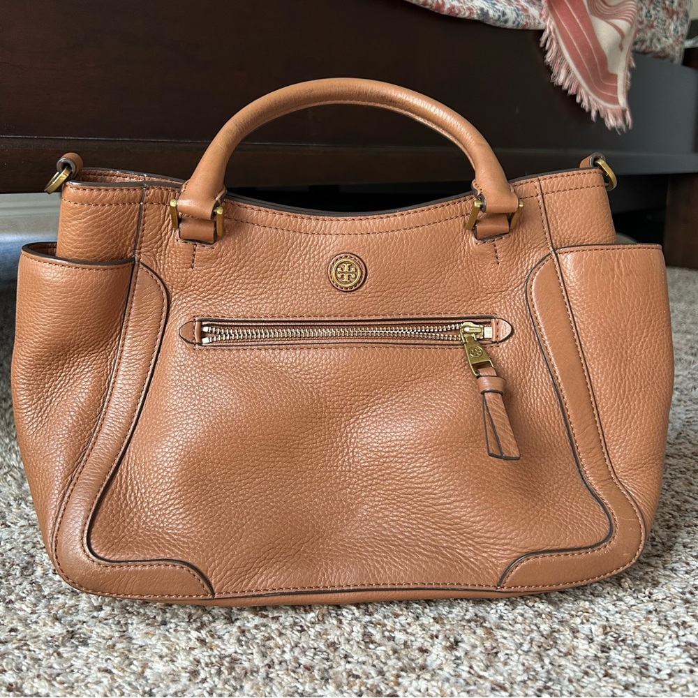 Tory Burch Frances Small Satchel in Bark